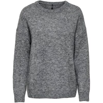 ONLY Onlazu Ls Boxy O-Neck KNT, dark grey melange, L ONLY Onlazu Ls Boxy O-Neck KNT, dark grey melange, L