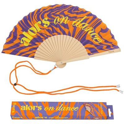 Fisura Originele waaiers met opschrift "Alors on Dance", moderne en kleurrijke houten waaiers, oranje/paars, inclusief hanger, grappig cadeau-idee, 42,5 x 23 cm Fisura Originele waaiers met opschrift "Alors on Dance", moderne en kleurrijke houten waaiers, oranje/paars, inclusief hanger, grappig cadeau-idee, 42,5 x 23 cm