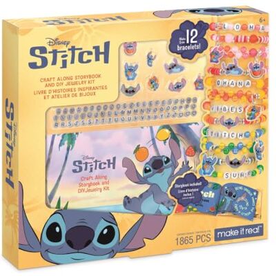Make It Real : Disney Stitch Craft Along Storybook & DIY Sieraden Kit 1865st Craft Set, Ontwerp & Maak 12 ABC & Bead Armbanden, Tween-Girls-Kids 6+ Make It Real : Disney Stitch Craft Along Storybook & DIY Sieraden Kit 1865st Craft Set, Ontwerp & Maak 12 ABC & Bead Armbanden, Tween-Girls-Kids 6+
