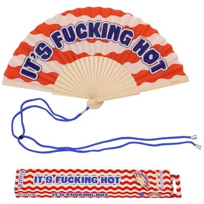 Fisura Originele F*cking Hot-waaier van hout, moderne kleurrijke houten handventilator met rode golven, inclusief hanger, grappig cadeau-idee, 42,5 x 23 cm Fisura Originele F*cking Hot-waaier van hout, moderne kleurrijke houten handventilator met rode golven, inclusief hanger, grappig cadeau-idee, 42,5 x 23 cm