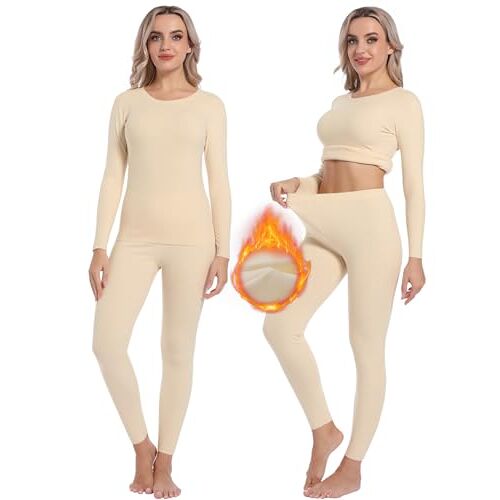 INNERSY Thermo ondergoed voor dames, set met een boven- en onderstuk, winterondergoed, ski-ondergoed, warme thermische ondergoedset, S