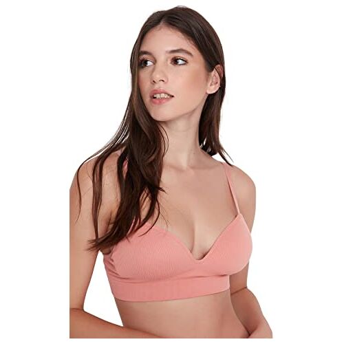 Trendyol Vrouwen Ondergoed Bralette Bralette V-hals Gebreide BH,Gedroogde Roos,75B, Gedroogde Roos, B