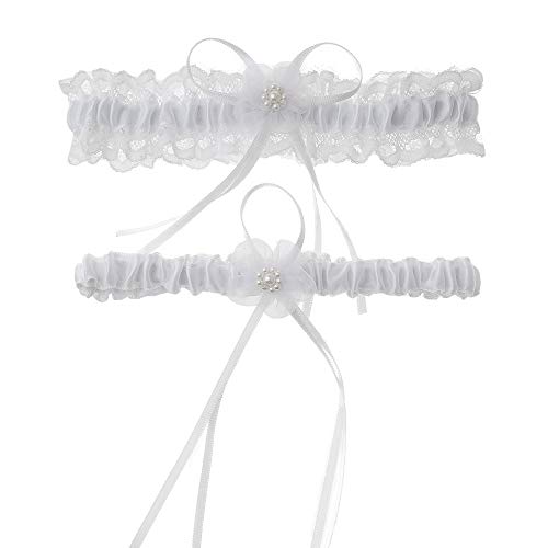 LUMoony 2Pcs Bruiloft Bruids Benen Kousenband Set Kant Bruiloft Kousenband Kousenbanden Voor Bruid Kant Bridal Kousenband Bridal Lint Strik Kousenband Kant Riem Been