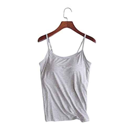 Aoguaro Tank met ingebouwde BH, Womens Tank Tops met ingebouwde beha verstelbare halter top BH, 2 in 1 dieptepunt shirt