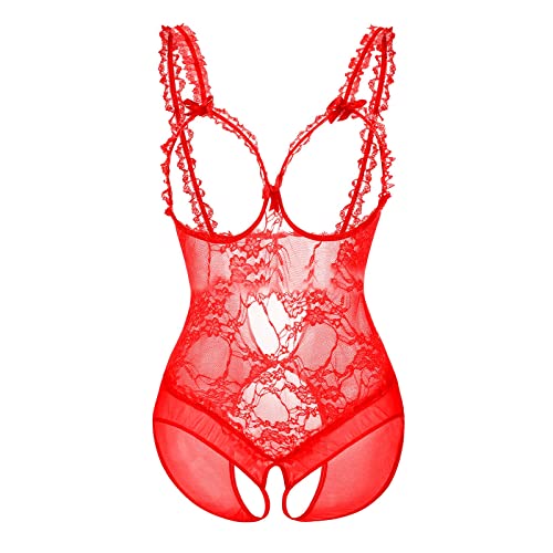 Generic Dames Lingerie Erotisch Sexy Lingerie Voor Seks Dames Open Kruis Sexy Lingerie Dames Voor Seks Sexy Body Dames Erotische Babydoll Bodysuit Negligé Dames Sexy Nachtkleding Vrouwen, rood, 4XL