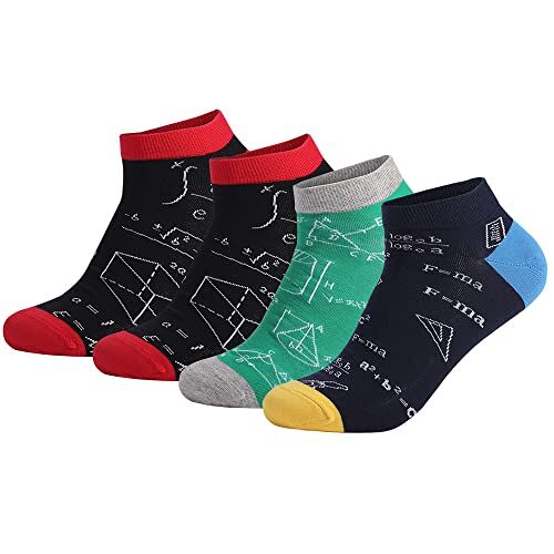 FGFD&OU Sokken voor heren en dames, grappige sokken, wiskundige sokken voor mannen, cadeau, nieuw katoen, uniseks, sportsokken, skateboardsokken voor zomer en winter (4 Paar-Enkelsokken)
