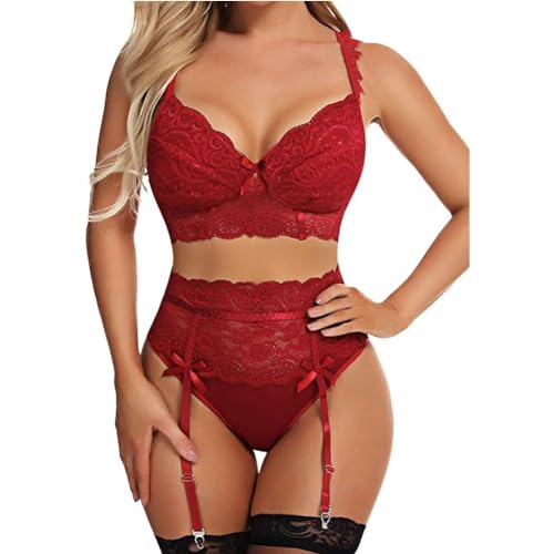 MAUXpIAO Sexy body voor dames, erotische lingerie voor dames, sexy lingerie van kant, warme slipje met kousenbanden, sexy set voor dames, sexy lingerie voor dames