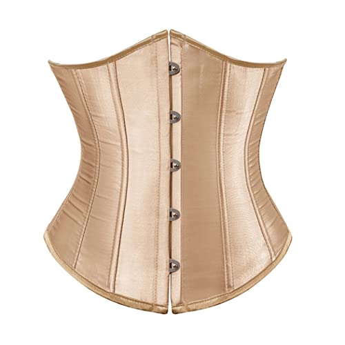 Creaght Cresght korset voor dames, onderborst, korset, shaper, corsage, cincher, satijn, bustier, top, beige, XL