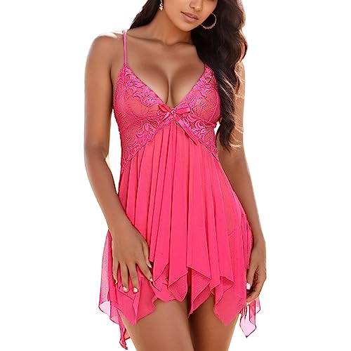 Générique 2024 AI Kant Vrouwen Bloem Strap Neck Shirt V Lingerie Nachtkleding Wassen Lingerie Lingerie, Felroze, L