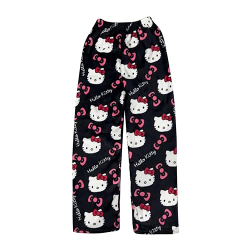 Generic Pyjama dames lang dames zachte kawaii pyjama anime comfortabele pyjama winter pyjama huispak herfst winter pyjama winter pyjama winter pyjama, Zwart, L