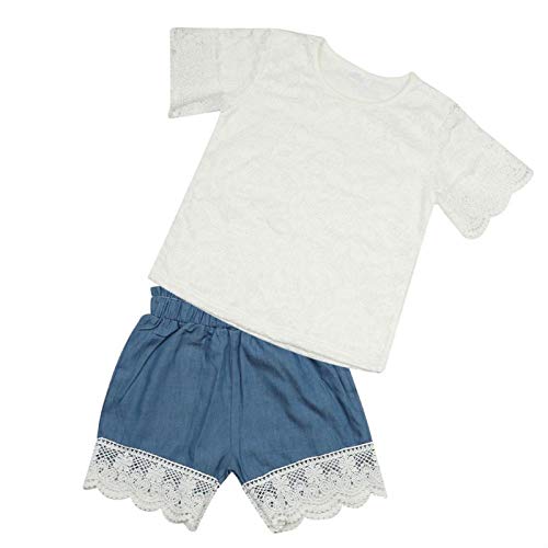 Okuyonic Zomerkledingset voor babymeisjes, T-shirt en korte broek voor babymeisjes Ademend Gemakkelijk te onderhouden Comfortabele Zomer Casual Kleding voor meisjes Outfits, voor op reis en feest(80)