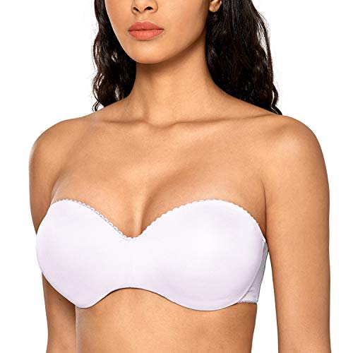 DOBREVA Dames Strapless Beha Push Up met Beugel Strapless Bandeau BHS wit 75B