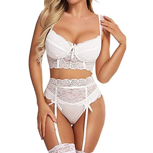 MAUXpIAO Sexy body voor dames, erotische lingerie voor dames, sexy lingerie van kant, warme slipje met kousenbanden, sexy set voor dames, sexy lingerie voor dames / B