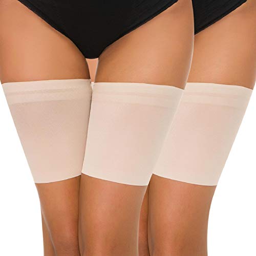 Voqeen Elastische dijbeenbanden, dijbeen, sokken voor dames, antislip, dijbeen, anti-schurende banden, thigh bands tegen dijen, Teint*2, L