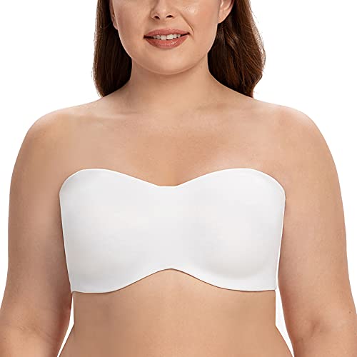 CASOLACE Dames naadloze bandeau minimizer strapless bh's voor grote bustes met beugels Wit 75C