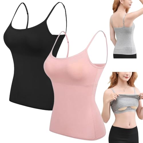 CAMPMINE Tank met ingebouwde beha, hemdjes met ingebouwde beha, tanktop met ingebouwde beha voor vrouwen, tank met ingebouwde beha, 2-in-1 vest, J, 3XL