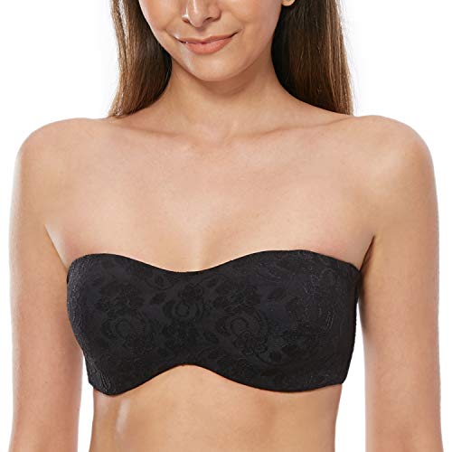 CASOLACE Dames naadloze bandeau minimizer strapless bh's voor grote bustes met beugels Zwart 90E