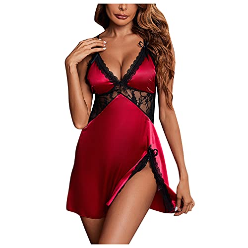 IQYU Leopard Lingerie Dames Ondergoed Pyjama Ondergoed Mode Kanten Panty Lingerie Dames Sexy Sexy Lingerie Open Kruis, rood, L