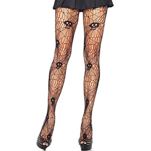 DesignerBox Fishnet Kousen,  vrouwen Halloween Skull Spider Web Net patroon Kant Hoge Taille Panty Visnet Panty Kousen (Schedel patroon)