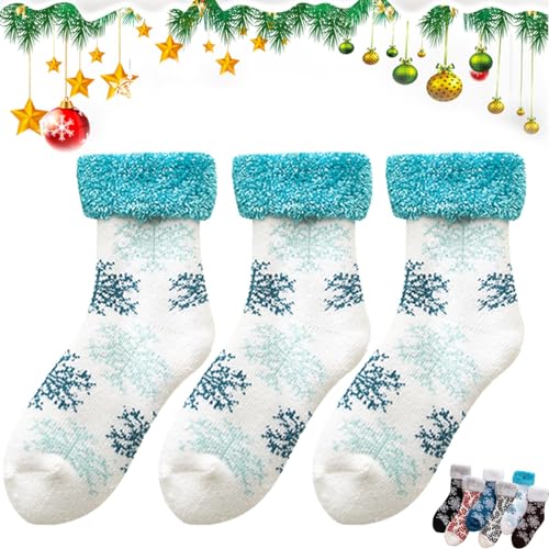 DJFOG 3 Stks Warme Kerst Sokken In De Winter, Kerst Winter Sokken, Fuzzy Warme Slipper Sokken Vrouwen Winter Floor Sokken, Casual Thuis Slapen Sok, 3 stuks-c, 1 Set