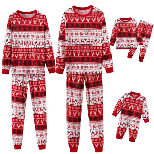 Generic BBring Herfst / Winter Kerst Ouder-Kind-Huiskleding Pyjama Set Kerst Familie Pyjama Set Een Familie Kerstpyjama Set Een Familie Kerstpyjama, rood, M