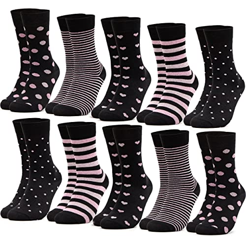 Occulto dames sokken pak van 10 (model: Rita) Zwart-Roze 39-42