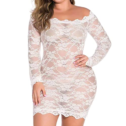 BIISDOST Vrouwen Set Pyjama's Sexy Ondergoed Mode Ondergoed Lingerie Plus Size Kant Rood Lingerie, wit, 4XL