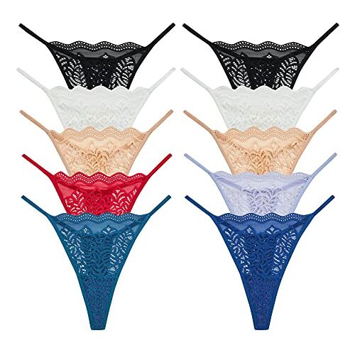 JurHevty Tanga's Dames 10 Pack G String Tanga Kanten Onderbroeken Voor Vrouwen, G String-1, XL