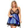 ohyeahlady Dames babypoppen lingerie sexy satijn nachtkleding plus size chemise nachtkleding zachte nachtkleding XS-4XL (UK 8-22), Blauw, 42-44