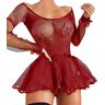 Générique 2024 AI Vrouwen Sexy Kant Lingerie Mesh Sexy Lingerie Lingerie Jurk Lingerie String Parel, Rood, XL