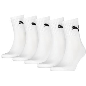 PUMA Uniseks korte sokken (set van 5), wit, 43-46 EU PUMA Uniseks korte sokken (set van 5), wit, 43-46 EU