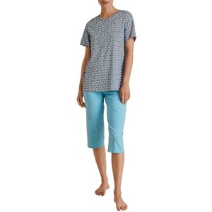 CALIDA Spring Nights 3/4 pyjama voor dames, van 100% katoen, ademend en temperatuurregulerend, Blue Topaz, 36-38 CALIDA Spring Nights 3/4 pyjama voor dames, van 100% katoen, ademend en temperatuurregulerend, Blue Topaz, 36-38