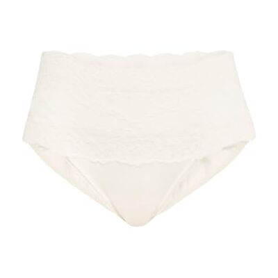 CALIDA Sensual Secrets Slip voor dames, hoge taille, brede, transparante kanten tailleband, Albast crème, 44-46 CALIDA Sensual Secrets Slip voor dames, hoge taille, brede, transparante kanten tailleband, Albast crème, 44-46