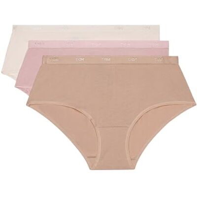 DIM Boxershorts voor dames, Eco katoen, extra platte afwerking, 3 stuks, Huid/roze/parelmoer, XL DIM Boxershorts voor dames, Eco katoen, extra platte afwerking, 3 stuks, Huid/roze/parelmoer, XL
