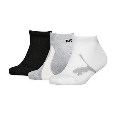 PUMA Kids Bwt Sneakersokken (verpakking van 3 stuks) uniseks kinderen, wit grijs zwart, 23-26 PUMA Kids Bwt Sneakersokken (verpakking van 3 stuks) uniseks kinderen, wit grijs zwart, 23-26
