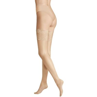 Hudson Glamour 20 dubbele siliconen strapless kousen voor dames, 20 DEN, Skin 0014, L Hudson Glamour 20 dubbele siliconen strapless kousen voor dames, 20 DEN, Skin 0014, L