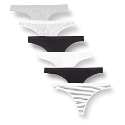 Amazon Essentials Katoenen string voor dames, 6 stuks, veelkleurig/stippen/heide/streep, XX-Large Amazon Essentials Katoenen string voor dames, 6 stuks, veelkleurig/stippen/heide/streep, XX-Large