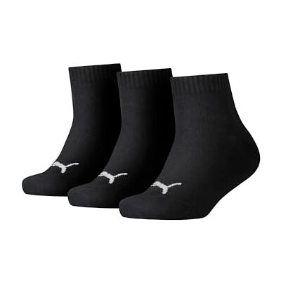 PUMA Kids Quarter Sokken (3 Paar Pack), Zwart, 38 PUMA Kids Quarter Sokken (3 Paar Pack), Zwart, 38