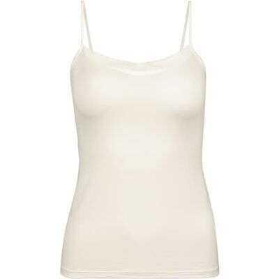 CALIDA Cate spaghetti-top voor dames, met satijnen inzetstuk op de hals, verstelbare bandjes, Albast crème, 44/46 NL CALIDA Cate spaghetti-top voor dames, met satijnen inzetstuk op de hals, verstelbare bandjes, Albast crème, 44/46 NL