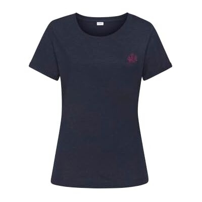 s.Oliver Pyjama top T-shirt in donkerblauw gemêleerd met bloemendetail, blauw melange, 48/50 NL s.Oliver Pyjama top T-shirt in donkerblauw gemêleerd met bloemendetail, blauw melange, 48/50 NL