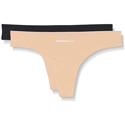 Giorgio Armani Bi-pack voor dames, basic, bonding, microvezel ondergoed, zwart/huidskleur, L Giorgio Armani Bi-pack voor dames, basic, bonding, microvezel ondergoed, zwart/huidskleur, L
