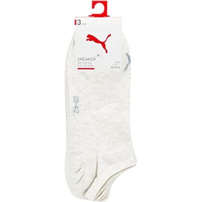 PUMA Uniseks effen sneakersokken (verpakking van 3 stuks), havermout, 42 EU PUMA Uniseks effen sneakersokken (verpakking van 3 stuks), havermout, 42 EU