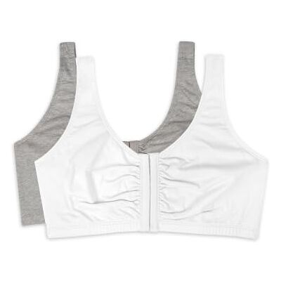 Fruit of the Loom Women's Plus-Size Sport Bra Pack of 2, Heather Grey/White, Size 40 Fruit of the Loom Women's Plus-Size Sport Bra Pack of 2, Heather Grey/White, Size 40