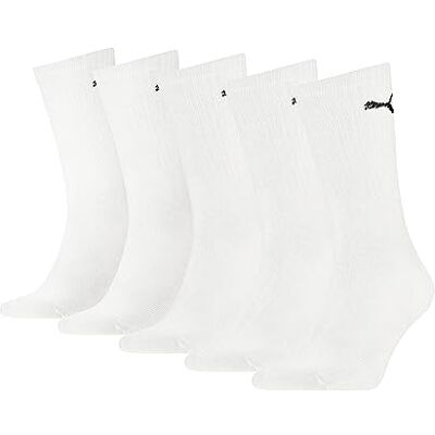 PUMA Uniseks crew sokken (set van 5), wit, 35/38 EU PUMA Uniseks crew sokken (set van 5), wit, 35/38 EU