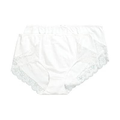 Ulla Popken Dames grote maten grote maten plus size 2-pack kantoorslips met kant 824106, sneeuwwit, 50-52 Ulla Popken Dames grote maten grote maten plus size 2-pack kantoorslips met kant 824106, sneeuwwit, 50-52