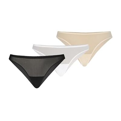 Teyli Set van 3 damesonderbroeken, Braziliaanse slips van mesh, volledig comfortabel, ademend, rekbaar, naadloos, rugtas, 3 stuks, Meerkleurig, 36 Teyli Set van 3 damesonderbroeken, Braziliaanse slips van mesh, volledig comfortabel, ademend, rekbaar, naadloos, rugtas, 3 stuks, Meerkleurig, 36