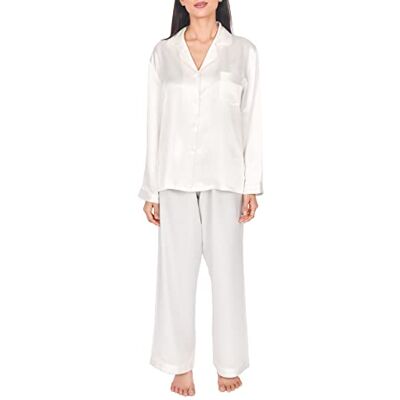 Sleepdown 100% zijden dames pyjama lange set 2st nachtkleding nachtkleding, comfortabel, natuurlijk hypoallergeen 22 mama, Ivoor, L Sleepdown 100% zijden dames pyjama lange set 2st nachtkleding nachtkleding, comfortabel, natuurlijk hypoallergeen 22 mama, Ivoor, L