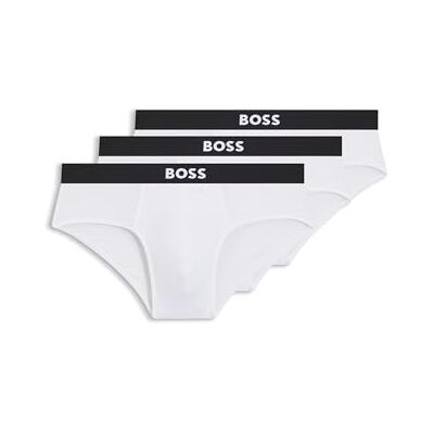 Boss HipBr 3P One herenslip van elastisch katoen met logo op de tailleband, wit 100, XXL Boss HipBr 3P One herenslip van elastisch katoen met logo op de tailleband, wit 100, XXL