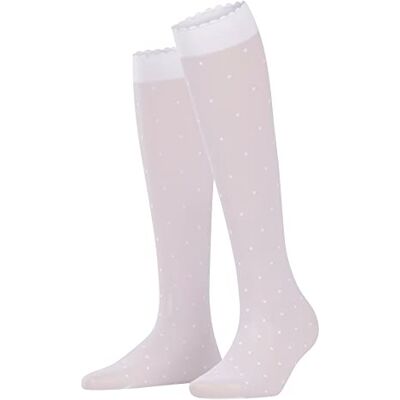 FALKE Dames Kniekousen Dot 15 DEN W Kh sheer gedessineerd 1 paar, Wit White 2209, 35-38 FALKE Dames Kniekousen Dot 15 DEN W Kh sheer gedessineerd 1 paar, Wit White 2209, 35-38