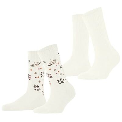 ESPRIT Dames Sokken Flower Rib Multipack W So katoen gedessineerd 2 paar, Wit Off-White 2040, 35-38 ESPRIT Dames Sokken Flower Rib Multipack W So katoen gedessineerd 2 paar, Wit Off-White 2040, 35-38